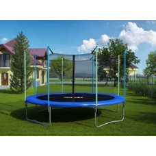 Батут Atlas Sport 374 см (12 ft) с внутренней сеткой и лестницей BLUE