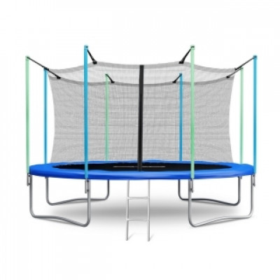 Батут Atlas Sport 374 см (12 ft) с внутренней сеткой и лестницей BLUE
